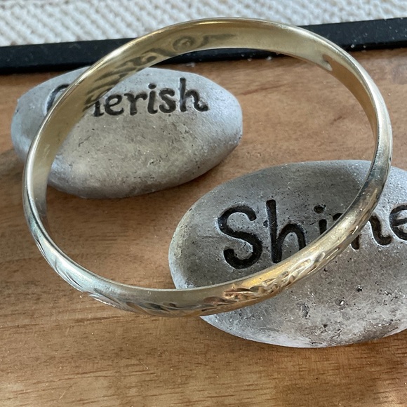 Burkhardt Jewelry - Burkhardt Sterling Silver Bangle Floral Engraved Vintage